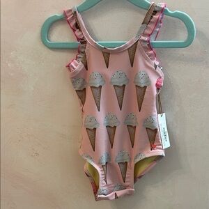 Pink Chicken Ice Cream Cone Print Swimsuit